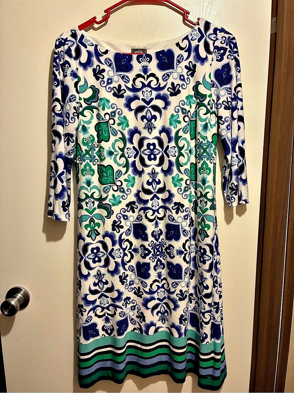 Vince Camuto Floral Midi Dress in Blue & Green Size 8 Like New